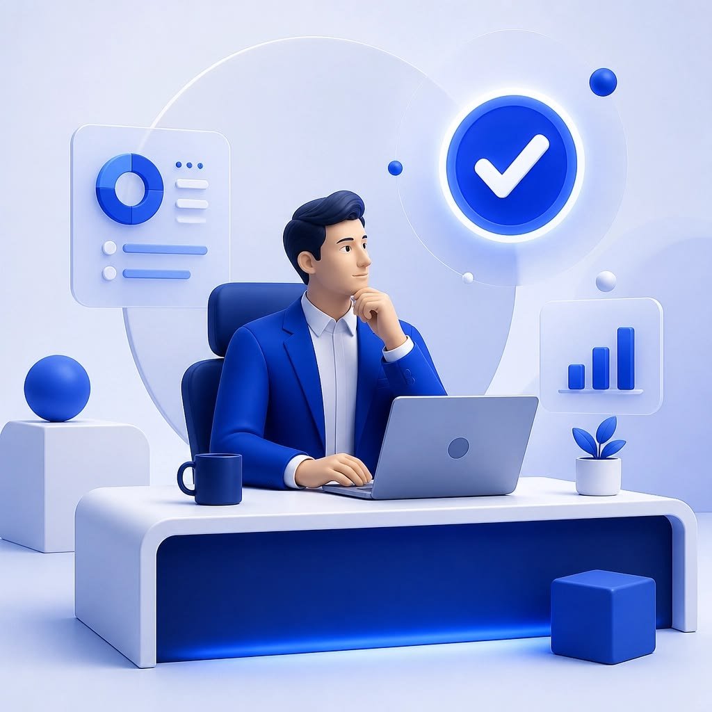 Professionnel préparant sa présence en ligne