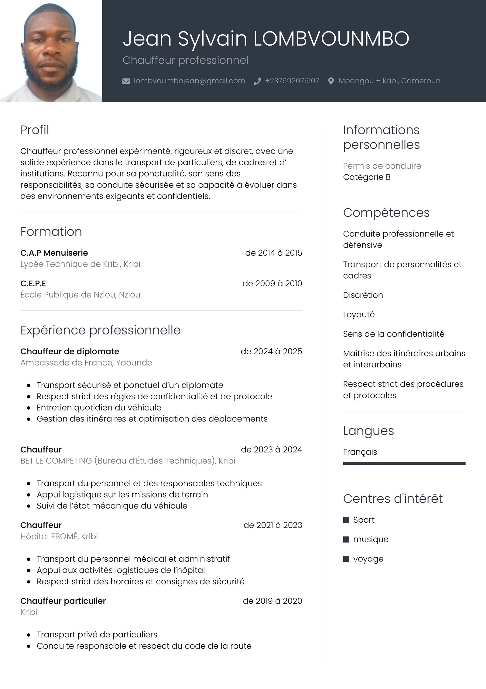 Modèle CV