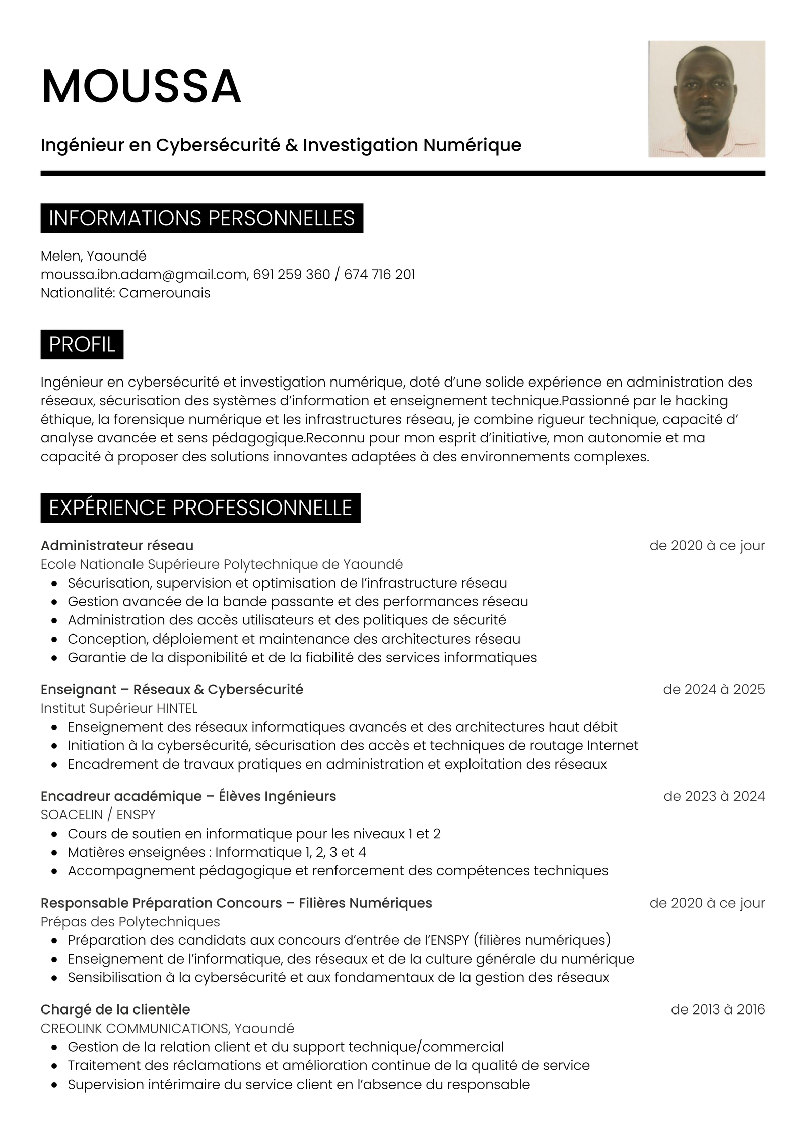 Modèle CV