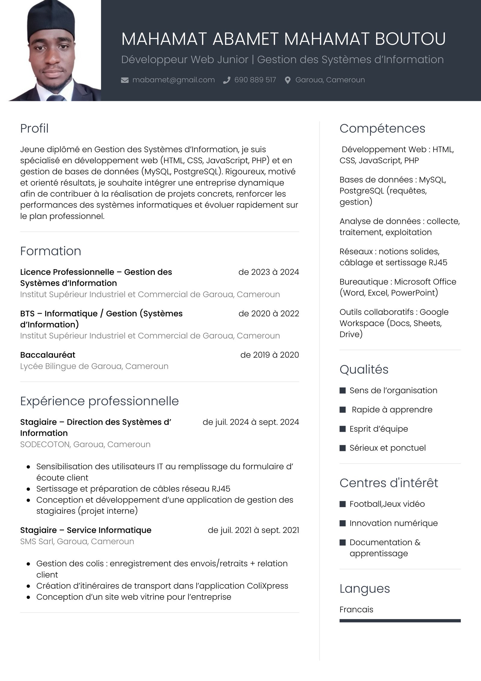 Modèle CV