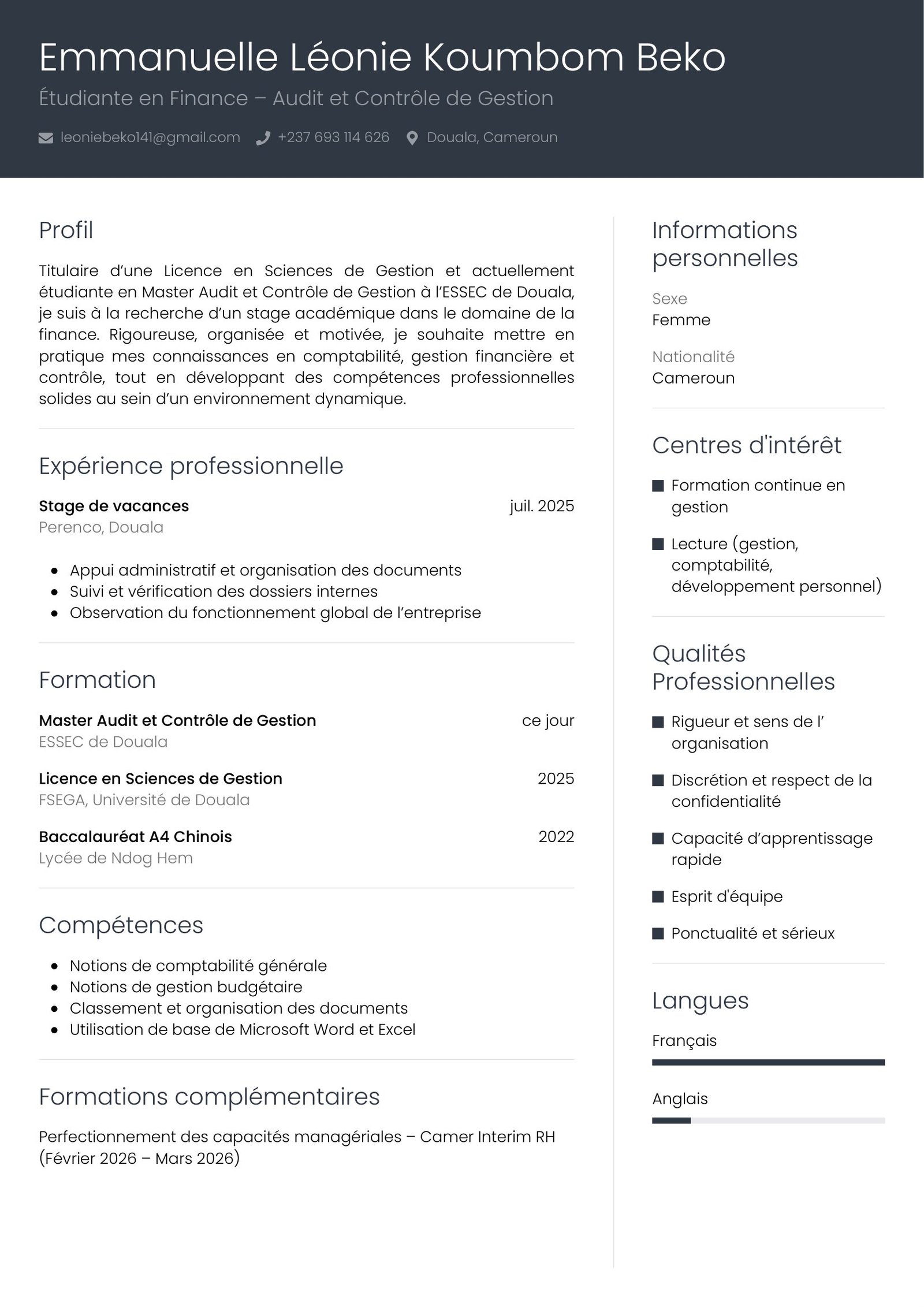 Modèle CV