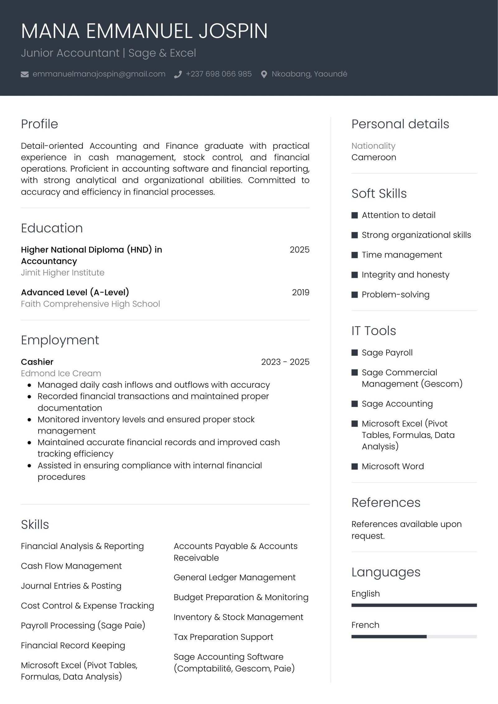 Modèle CV