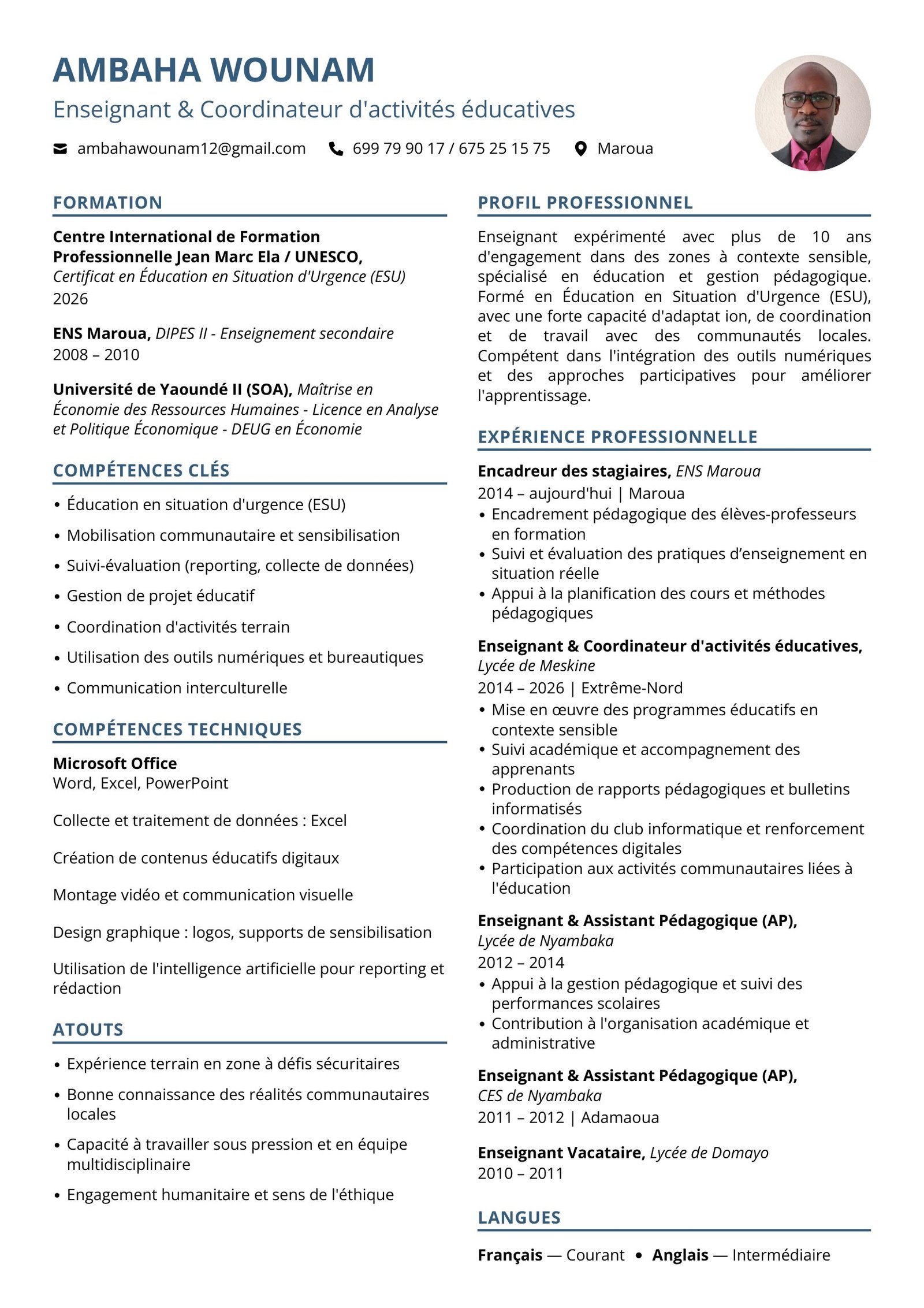 Modèle CV