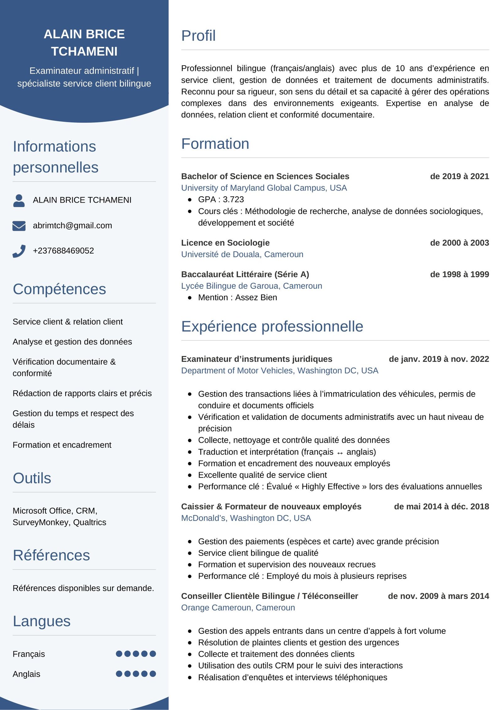 Modèle CV