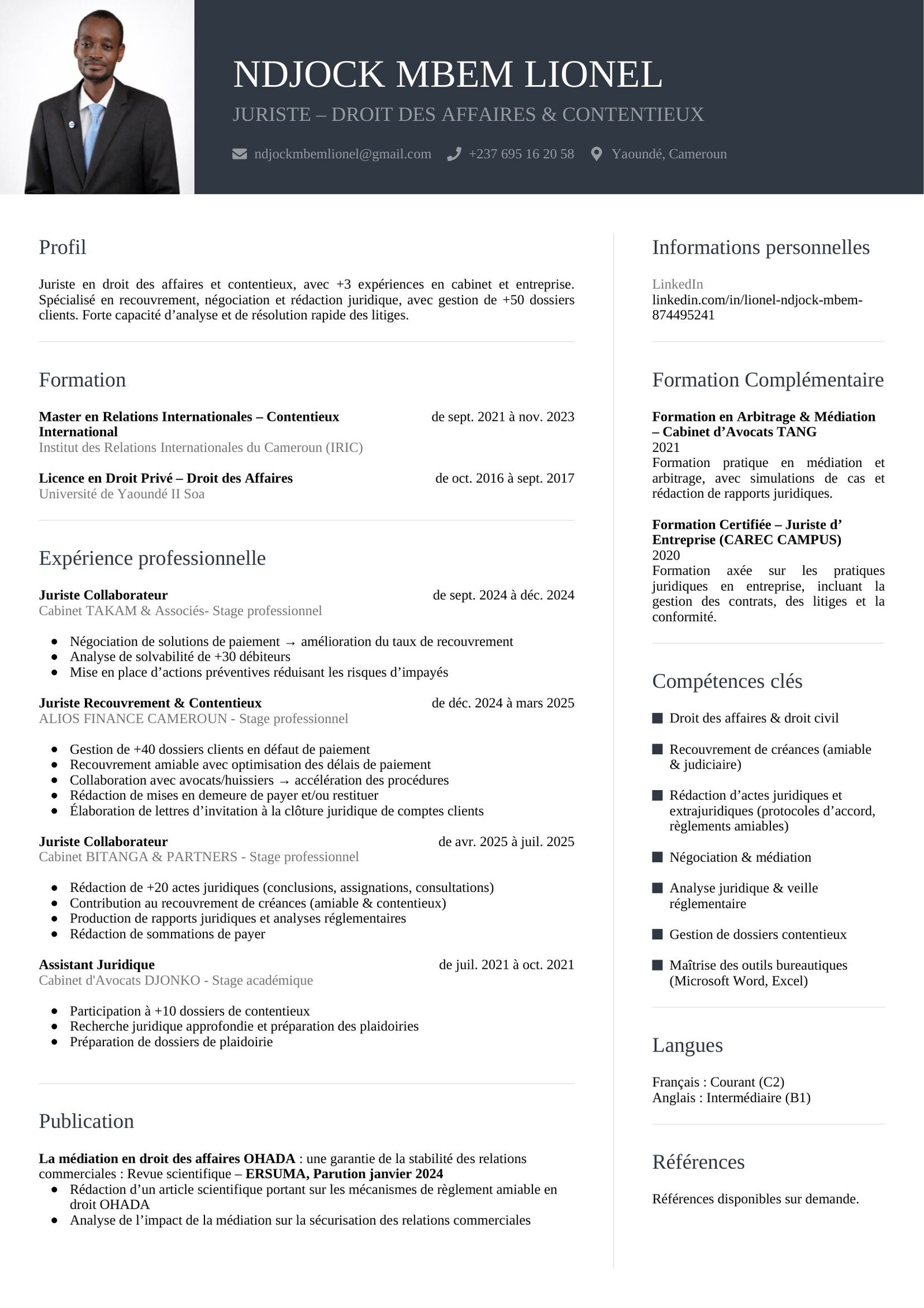 Modèle CV